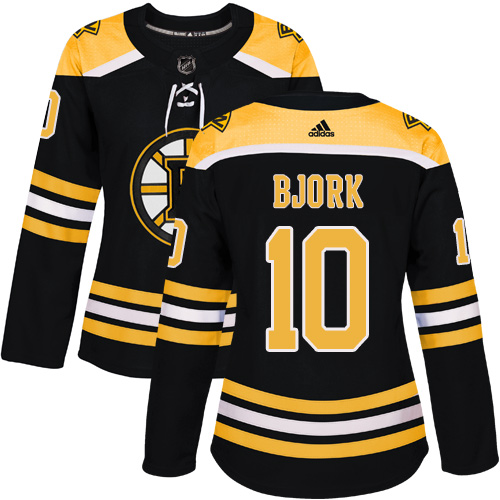 Adidas Bruins #10 Anders Bjork Black Home Authentic Women's Stitched NHL Jersey - Click Image to Close